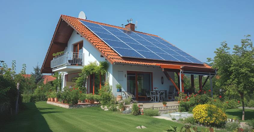 Dům se solárními panely
