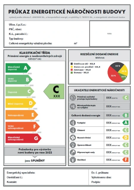 Vzor průkazu energetické náročnosti budovy